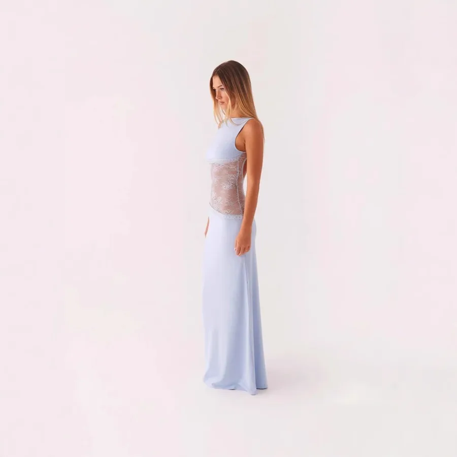 【New style】New European and American - summer sexy slim lace satin splicing revealing back skirt slimming dress women
【New style】New European and American - summer sexy slim lace satin splicing revealing back skirt slimming dress women