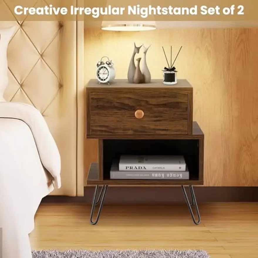 Comfort corner Nightstand Set of 2, Irregular Wooden Nightstand ,Multifunctional Bedside Storage Table, Side Table, End Table
Comfort corner Nightstand Set of 2, Irregular Wooden Nightstand ,Multifunctional Bedside Storage Table, Side Table, End Table