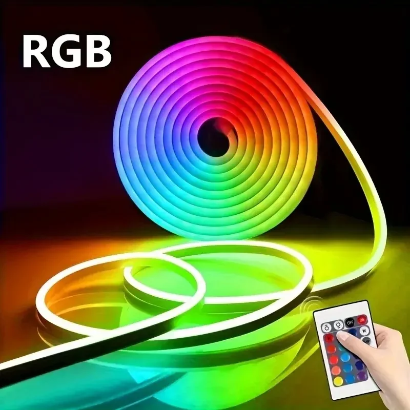 5V USB RGB LED Neon Strip Light 24key IR Remote Control Neon Sign Rope Lights Flexible Waterproof Outdoor/Home Bedroom Decor Dmx
5V USB RGB LED Neon Strip Light 24key IR Remote Control Neon Sign Rope Lights Flexible Waterproof Outdoor/Home Bedroom Decor Dmx