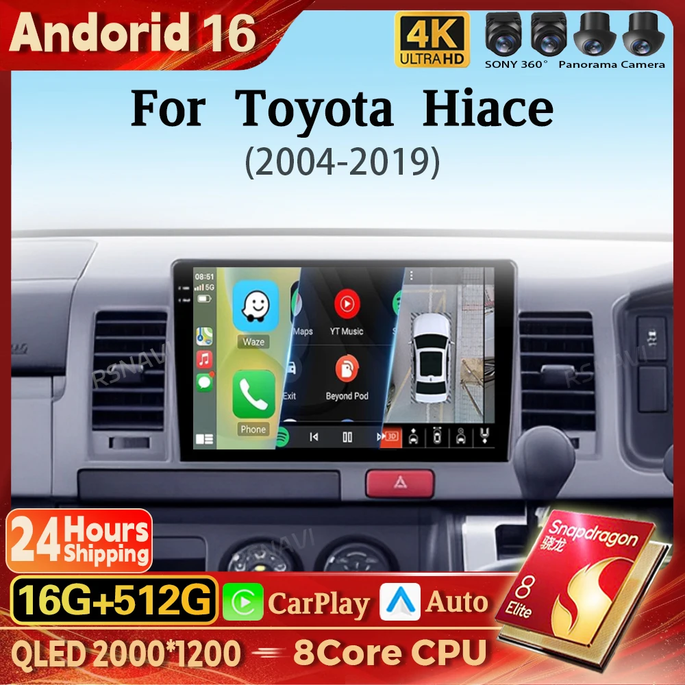 Android 16 Carplay Auto WIFI+4G Car Radio Multimedia Player For Toyota Hiace 2010 2011 2013-2018 Autoradio Stereo 2din 16G-512G
Android 16 Carplay Auto WIFI+4G Car Radio Multimedia Player For Toyota Hiace 2010 2011 2013-2018 Autoradio Stereo 2din 16G-512G
