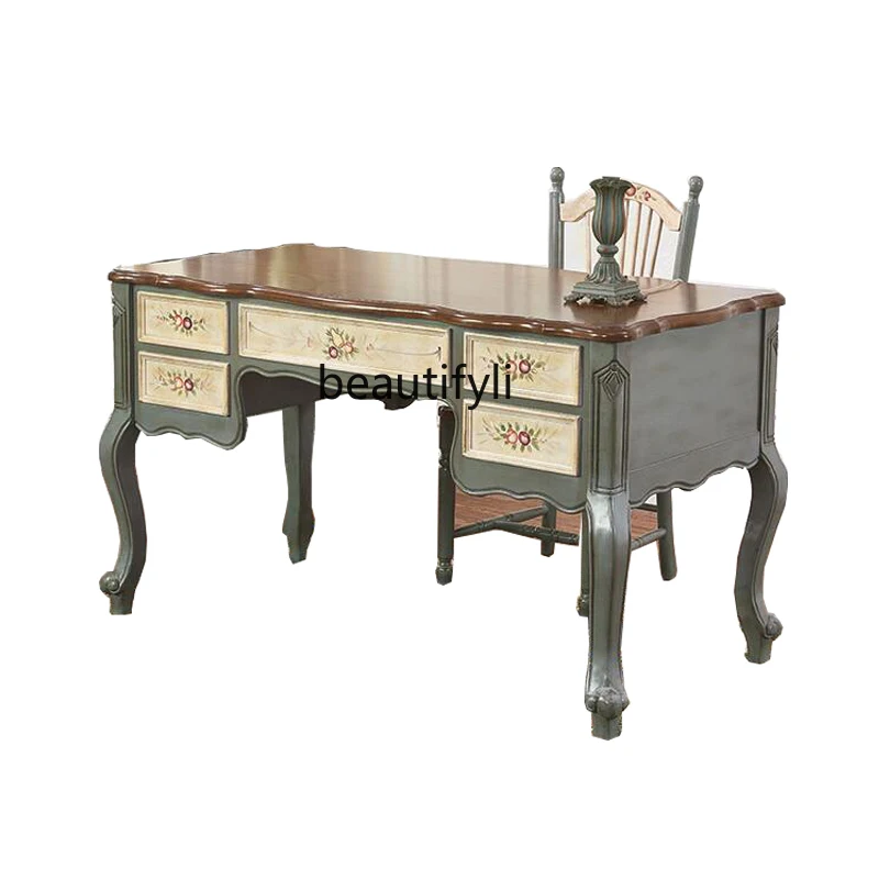 American-Style Solid Wood Desk Retro Distressed Study Home Computer Desk Double-Sided Drawer
American-Style Solid Wood Desk Retro Distressed Study Home Computer Desk Double-Sided Drawer