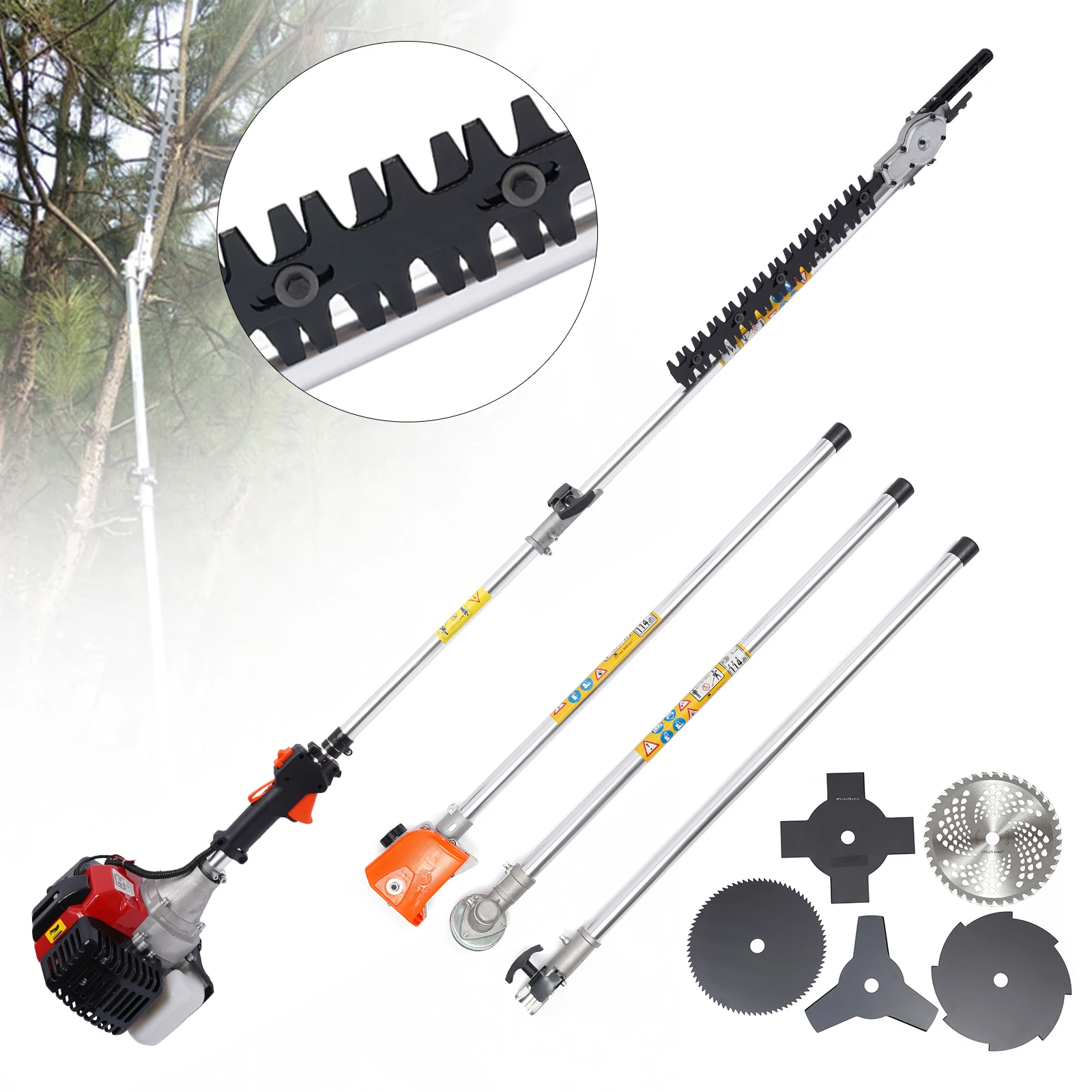 Efficient Multifunction Brush Cutter with 1.7KW 52cc Engine, 7 Blade Attachments,Shock-Absorbing Straps, and Long Operation Time
Efficient Multifunction Brush Cutter with 1.7KW 52cc Engine, 7 Blade Attachments,Shock-Absorbing Straps, and Long Operation Time
