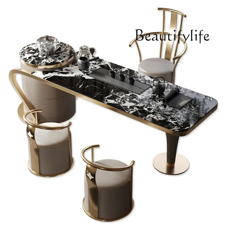 Natural luxury stone tea table and chair modern simple light luxury high-end villa large flat-floor tea table
Natural luxury stone tea table and chair modern simple light luxury high-end villa large flat-floor tea table