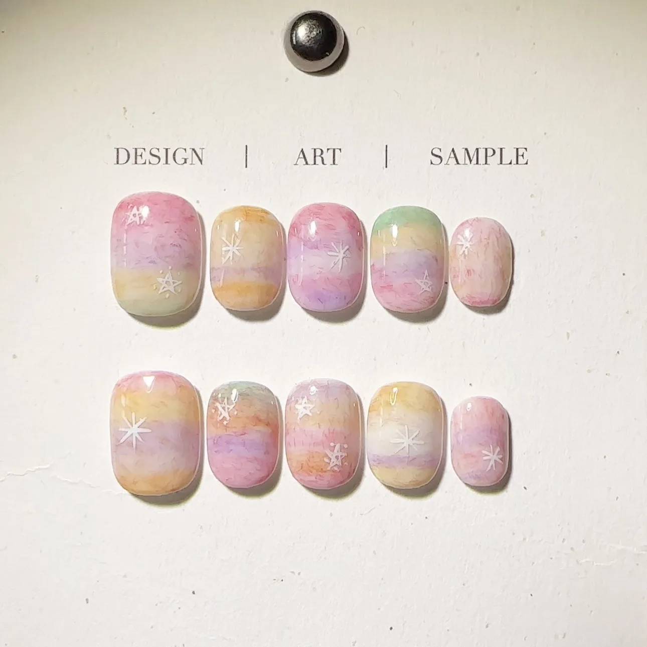 10pcs Gradient Colorful False Nails Art Short Square Round Handmade Press on Fake Nails Tips Star Lines Design Full Cover Nail
10pcs Gradient Colorful False Nails Art Short Square Round Handmade Press on Fake Nails Tips Star Lines Design Full Cover Nail