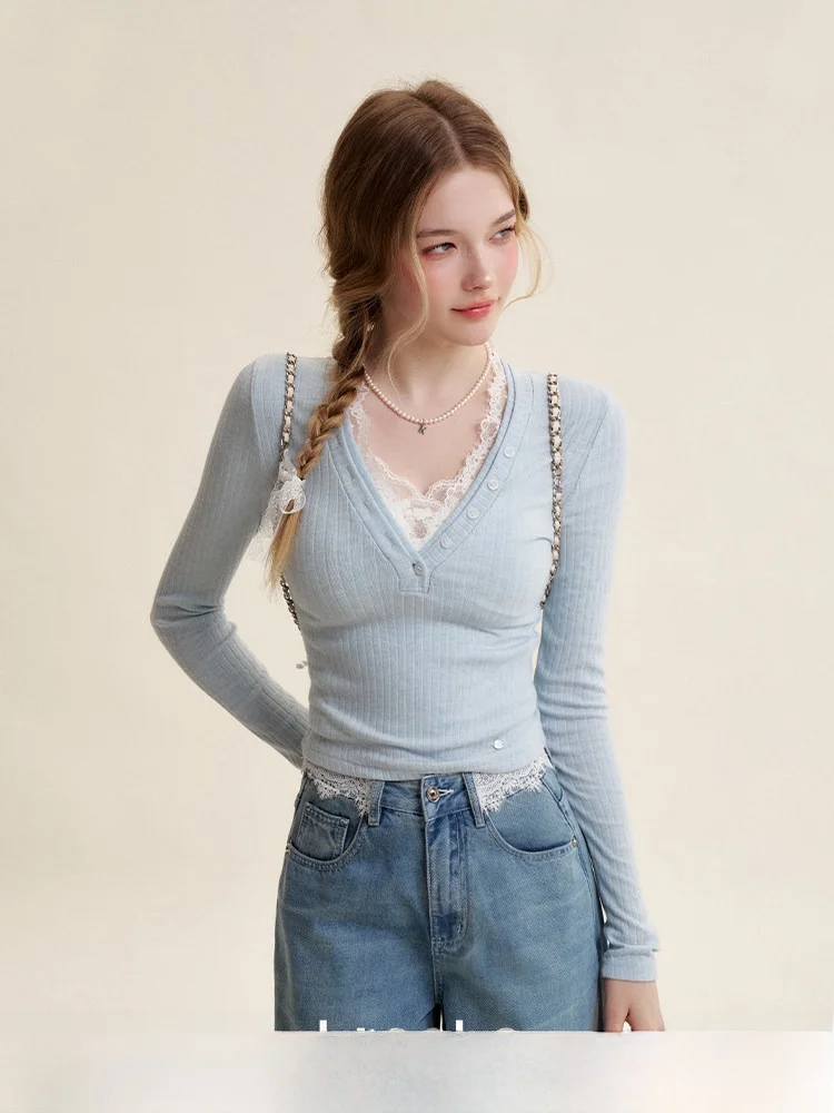 Romantic Sle Lace Splice Slim Fit Knitted Sweater Double Collar Design Floral Knitwear for Women V-Ne Long Sve
Romantic Sle Lace Splice Slim Fit Knitted Sweater Double Collar Design Floral Knitwear for Women V-Ne Long Sve