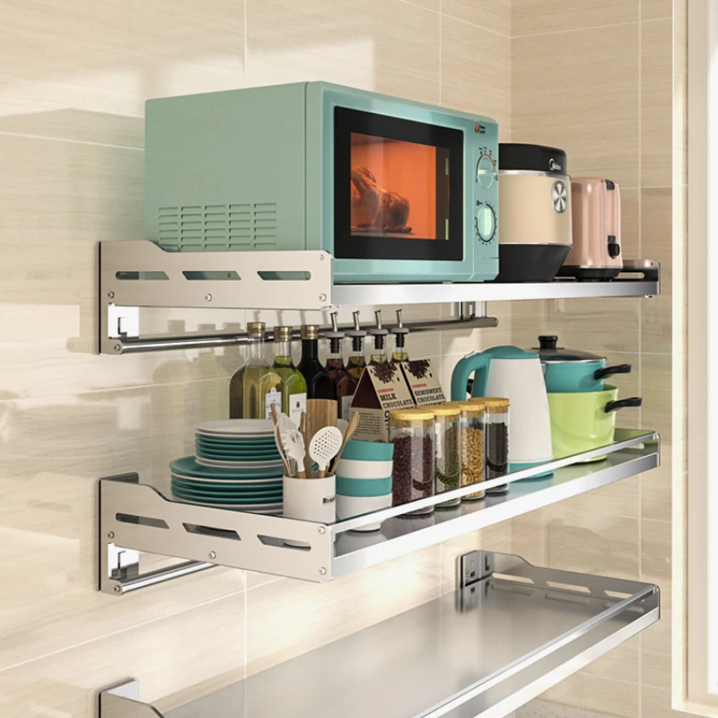 No punching 304 stainless steel wall hanging microwave oven shelf shelf kitchen wall oven storage bracket wall hanging
No punching 304 stainless steel wall hanging microwave oven shelf shelf kitchen wall oven storage bracket wall hanging