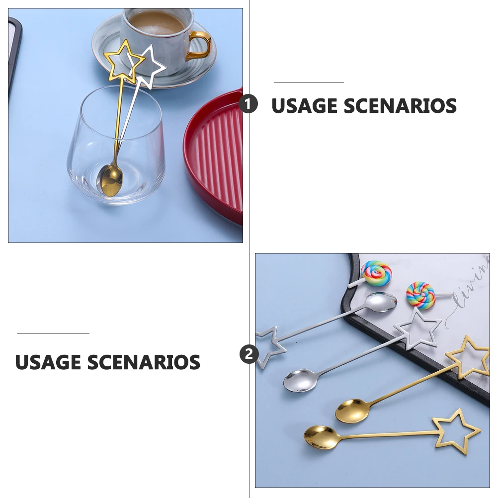2pcs Stainless Steel Dessert Spoon Ice Cream Scoop Teacup Spoon Star Design Coffee Sugar Jelly Use Elegant for Coffee 
2pcs Stainless Steel Dessert Spoon Ice Cream Scoop Teacup Spoon Star Design Coffee Sugar Jelly Use Elegant for Coffee