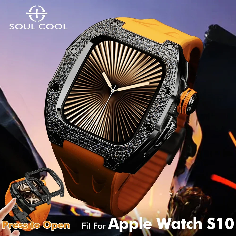Soul Cool Diamond For Apple Watch Series 11/10 46mm Protective Case Luxury Modification Kit Fashion Fluororubber Smart iWatch
Soul Cool Diamond For Apple Watch Series 11/10 46mm Protective Case Luxury Modification Kit Fashion Fluororubber Smart iWatch
