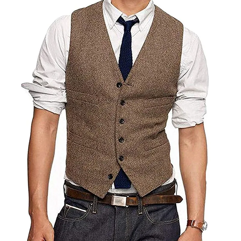 Mens Vests Tweed Herringbone Slim Fit Fashion Men's Suits Vests For Jacket Groomsmen Waistcoat For Wedding
Mens Vests Tweed Herringbone Slim Fit Fashion Men's Suits Vests For Jacket Groomsmen Waistcoat For Wedding
