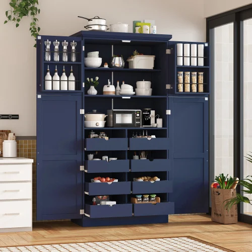 #Tall Kitchen Pantry Cabinet With 4 Doors, 8 Pull-out Trays, 2 Shelves & 1 Adjustable Shelf For Dining Room
#Tall Kitchen Pantry Cabinet With 4 Doors, 8 Pull-out Trays, 2 Shelves & 1 Adjustable Shelf For Dining Room