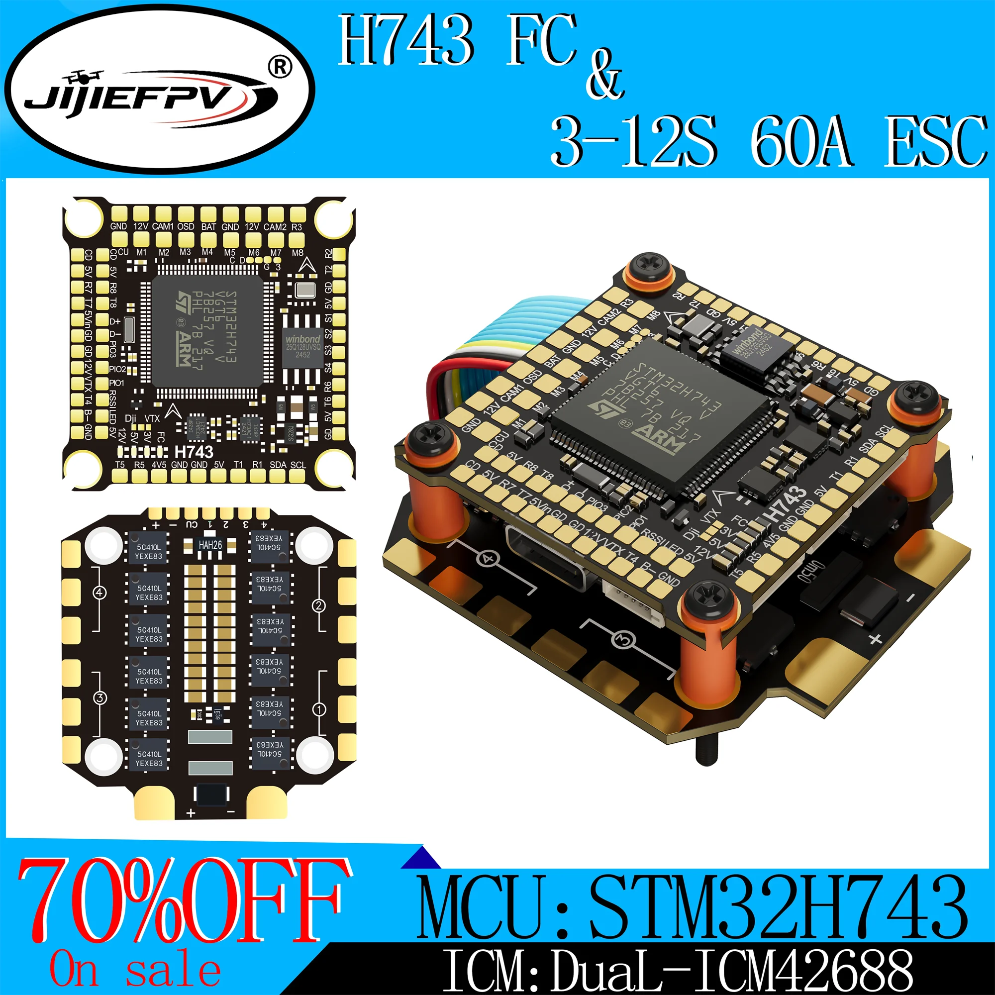 JIJIE H743 H7 FC FPV Drone Flight controller Stack 55A 60A 65A 80A BULEjay 4in1 Brushless ESC For RC FPV Racing Freestyle Drone
JIJIE H743 H7 FC FPV Drone Flight controller Stack 55A 60A 65A 80A BULEjay 4in1 Brushless ESC For RC FPV Racing Freestyle Drone