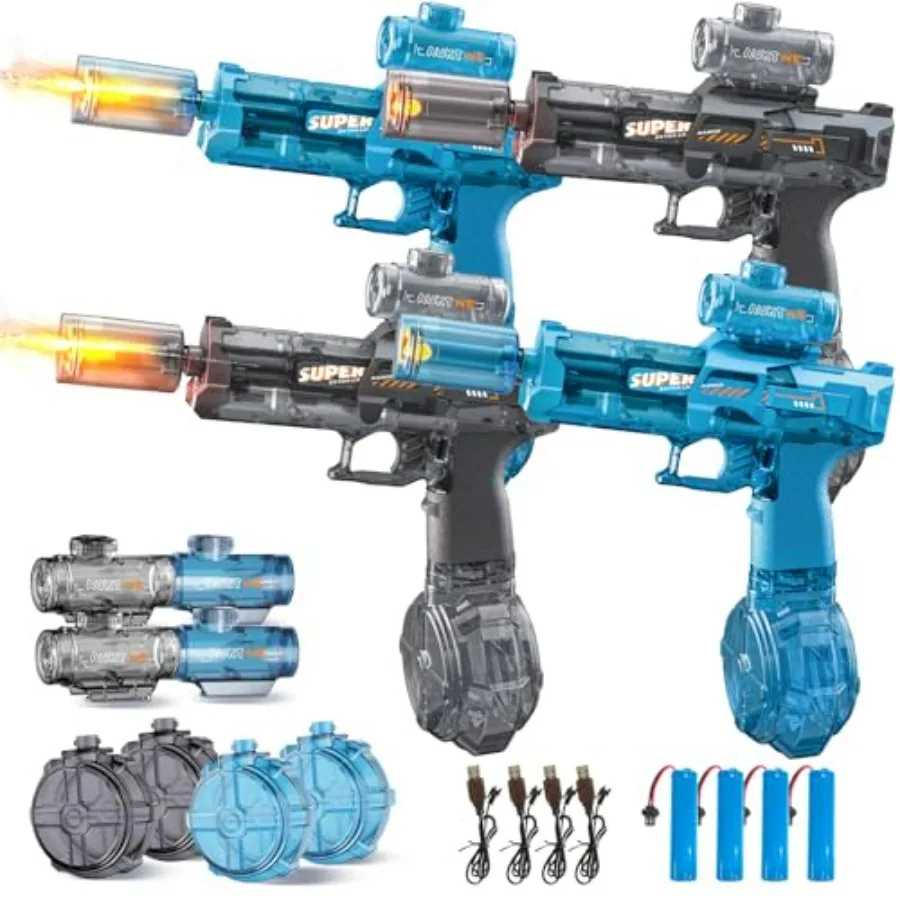 Pool beach party water blasters: 4-pack rechargeable electric water guns with LED light, sound, vibration, long range, large ta
Pool beach party water blasters: 4-pack rechargeable electric water guns with LED light, sound, vibration, long range, large ta