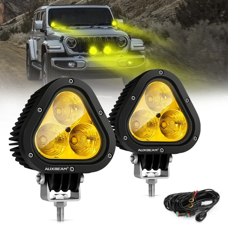 Auxbeam 2Pcs 4 Inch 90W 5050 LED Work Light Triangle Amber Yellow Lamp with Harness for Truck Pickup Offroad
Auxbeam 2Pcs 4 Inch 90W 5050 LED Work Light Triangle Amber Yellow Lamp with Harness for Truck Pickup Offroad