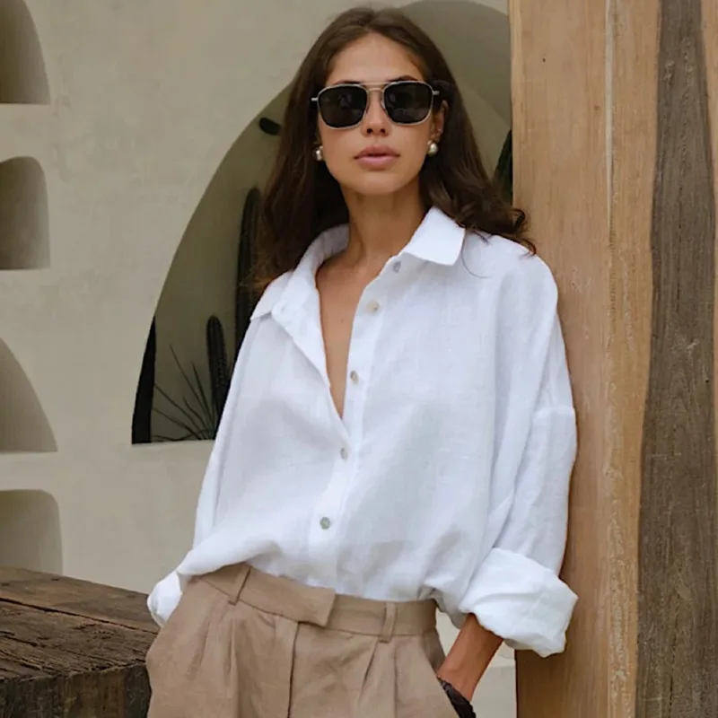 Talenza Women's White Shirt Summer Loose Casual Solid Single Breasted Blouses Fashion Lapel Patchwork Office Lady Female Blouses
Talenza Women's White Shirt Summer Loose Casual Solid Single Breasted Blouses Fashion Lapel Patchwork Office Lady Female Blouses