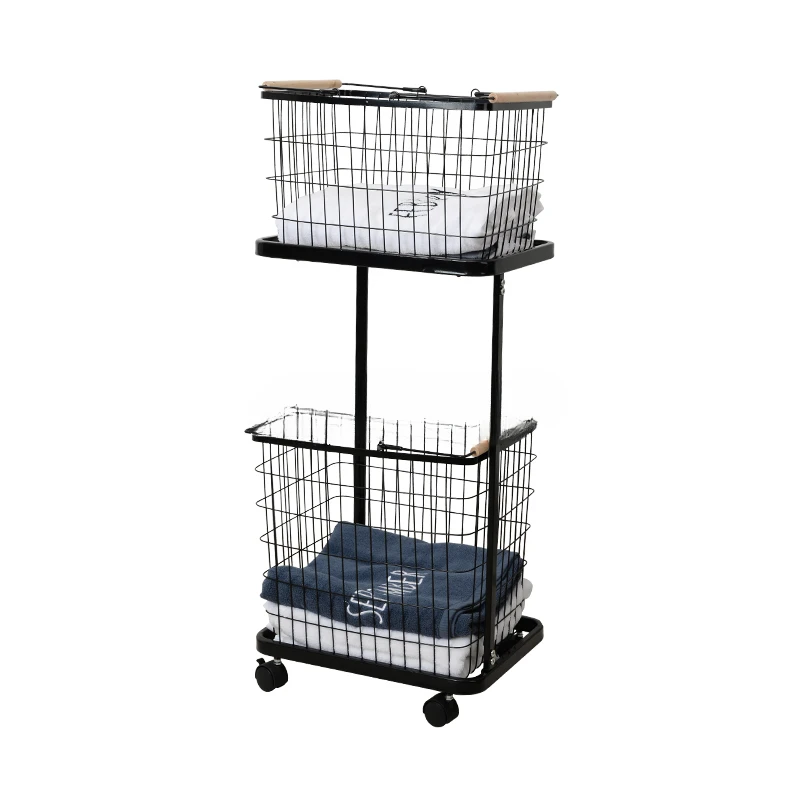 Double layer Cloth Storage Baskets Rack Bathroom Floor Stand Clothing Storage Sundries Iron Laundry Storage Basket with wheel
Double layer Cloth Storage Baskets Rack Bathroom Floor Stand Clothing Storage Sundries Iron Laundry Storage Basket with wheel