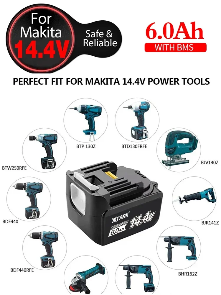 Литий-ионная аккумуляторная батарея для Makita BL1430, 14,4 В, 6000 мАч, 14 в, 6 Ач, BL1440, LXT200, BDF340, TD131D
Литий-ионная аккумуляторная батарея для Makita BL1430, 14,4 В, 6000 мАч, 14 в, 6 Ач, BL1440, LXT200, BDF340, TD131D