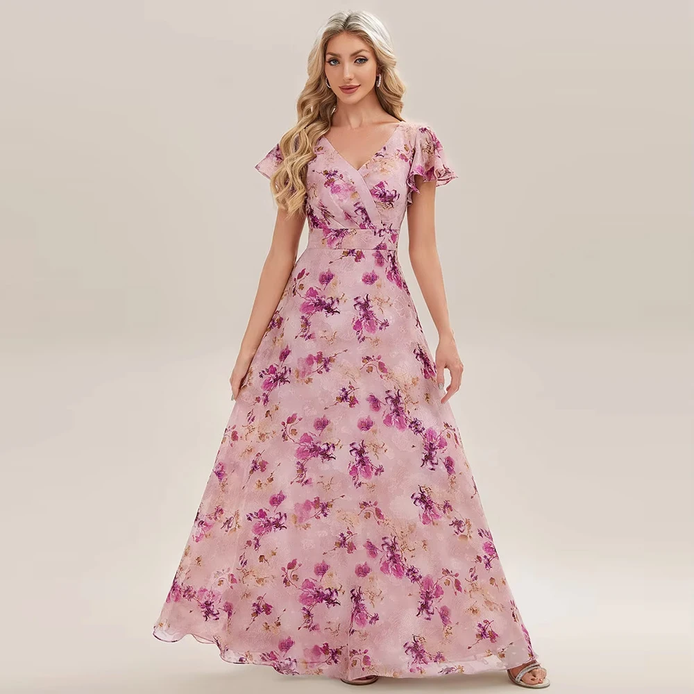 BAZIIINGAAA Party Dress Short Sleeve V-Neck Floral Ruffle A-Line Floor Length Bridesmaid Dresses Evening Dresses
BAZIIINGAAA Party Dress Short Sleeve V-Neck Floral Ruffle A-Line Floor Length Bridesmaid Dresses Evening Dresses