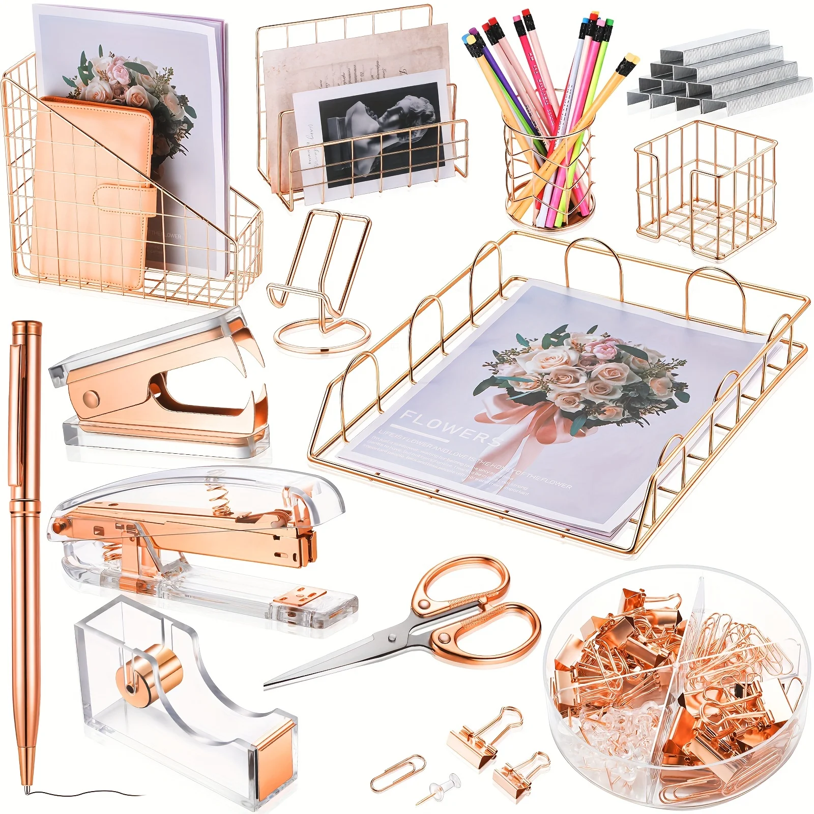 13 Pcs Desk Accessories Kit Organizer Office Supplies Women Gift Set Acrylic Stapler Staple Remover Tape Holder Pen Cup Magazine File Letter Sorter Note Clip Phone Holder Scissor
13 Pcs Desk Accessories Kit Organizer Office Supplies Women Gift Set Acrylic Stapler Staple Remover Tape Holder Pen Cup Magazine File Letter Sorter Note Clip Phone Holder Scissor