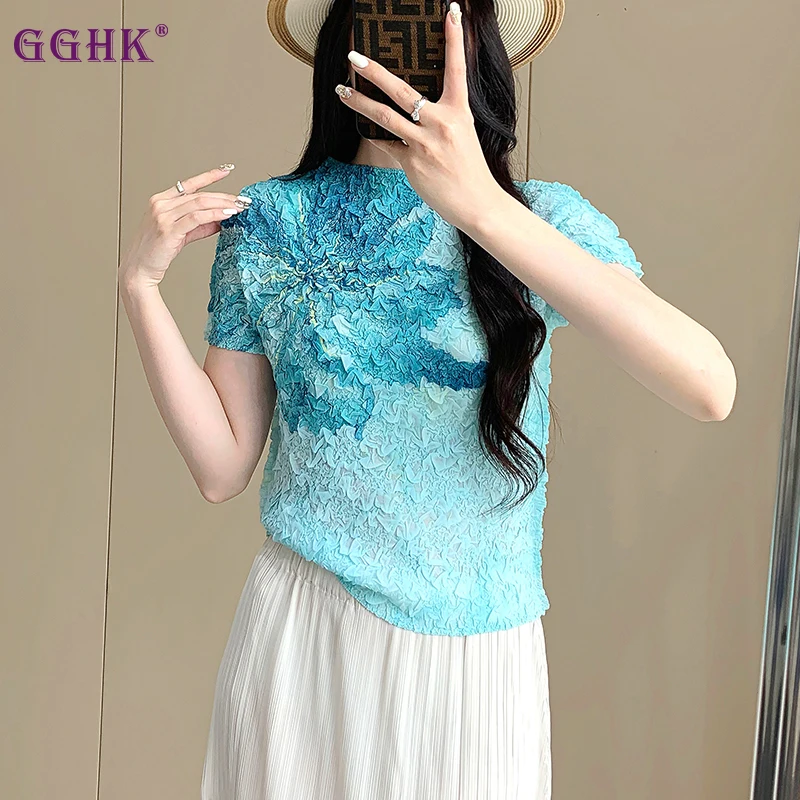 GGHK Women T-shirt 2025 Summer New Round Neck Short-sleeved Geometric Pattern Printing Loose Big Yards Stretch Female Tops
GGHK Women T-shirt 2025 Summer New Round Neck Short-sleeved Geometric Pattern Printing Loose Big Yards Stretch Female Tops