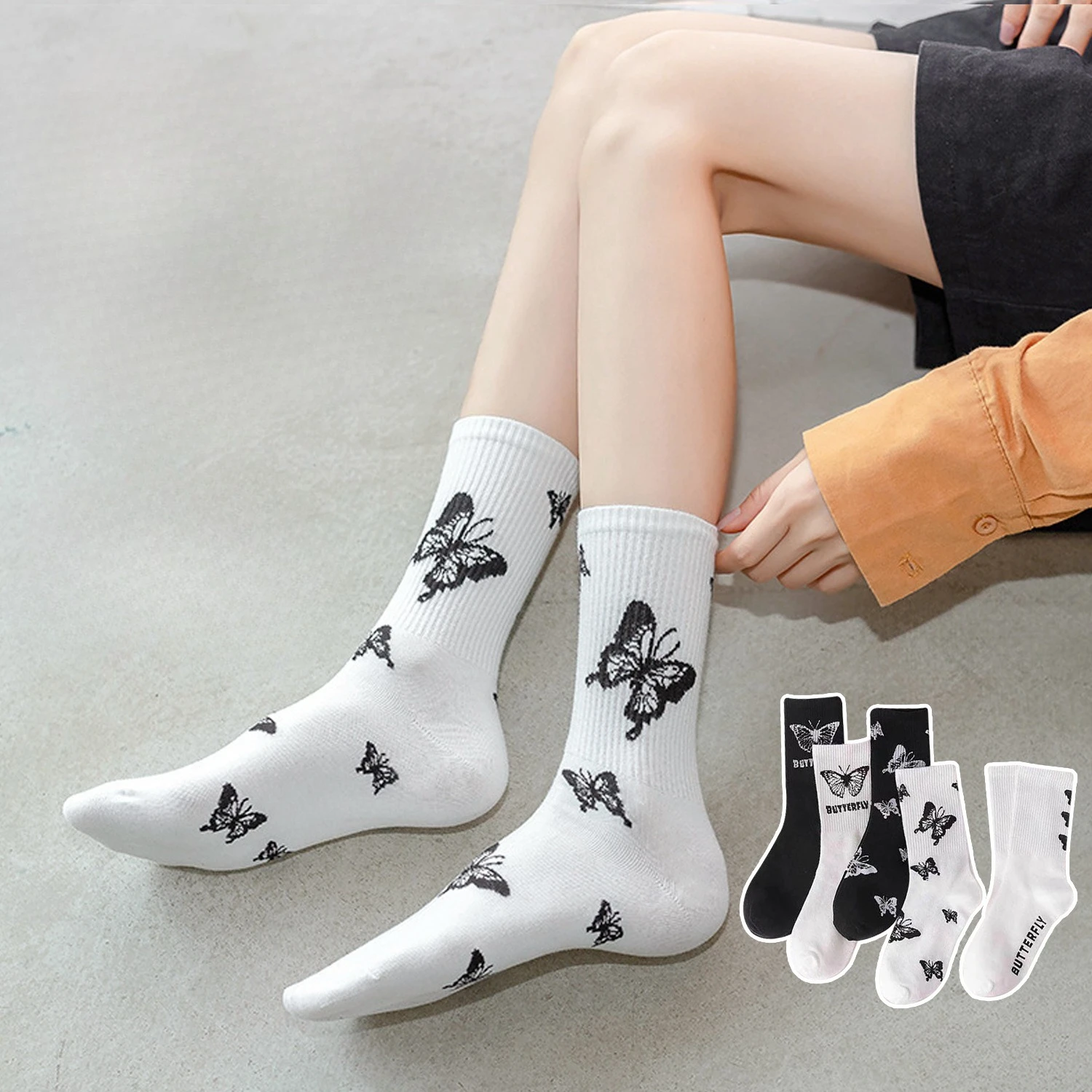 5 Pairs Woman Black Butterfly Socks Female Mid-Calf Length Japanese-Style Cute Couple Ankle Socks Fall Winter Socks with Print
5 Pairs Woman Black Butterfly Socks Female Mid-Calf Length Japanese-Style Cute Couple Ankle Socks Fall Winter Socks with Print