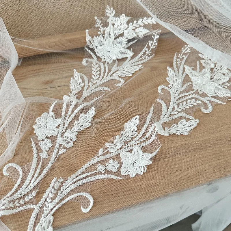 Beaded 3D Flower Handmade Mesh Embroidered Lace Floral Veil Pair for Elegant Style
Beaded 3D Flower Handmade Mesh Embroidered Lace Floral Veil Pair for Elegant Style