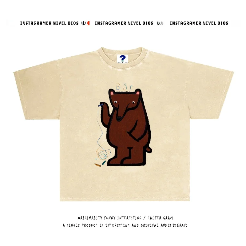 Рекомендуемая милая футболка с мультяшным медведем, оверсайз, с коротким рукавом, 250 г, из чистого хлопка, женская модная летняя модель
Рекомендуемая милая футболка с мультяшным медведем, оверсайз, с коротким рукавом, 250 г, из чистого хлопка, женская модная летняя модель