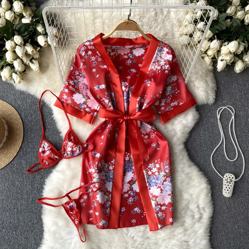 Sexy Spicy Girl Summer Pure Desire Style Kimono Sleepwear Set Belted Waist Print Dress Robe Set Korean Style High Waist A-Lin...
Sexy Spicy Girl Summer Pure Desire Style Kimono Sleepwear Set Belted Waist Print Dress Robe Set Korean Style High Waist A-Lin...