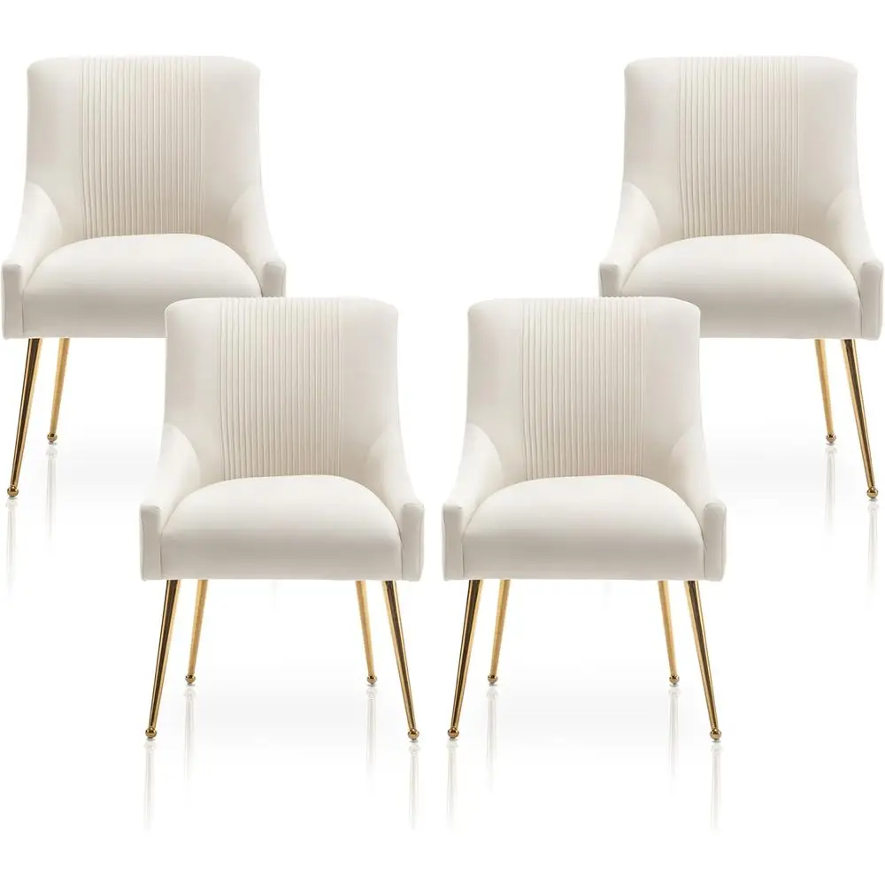 Velvet-Cushioned Dining Chairs with Gold Legs for Living Room, Bedroom, or Study (Beige)
Velvet-Cushioned Dining Chairs with Gold Legs for Living Room, Bedroom, or Study (Beige)