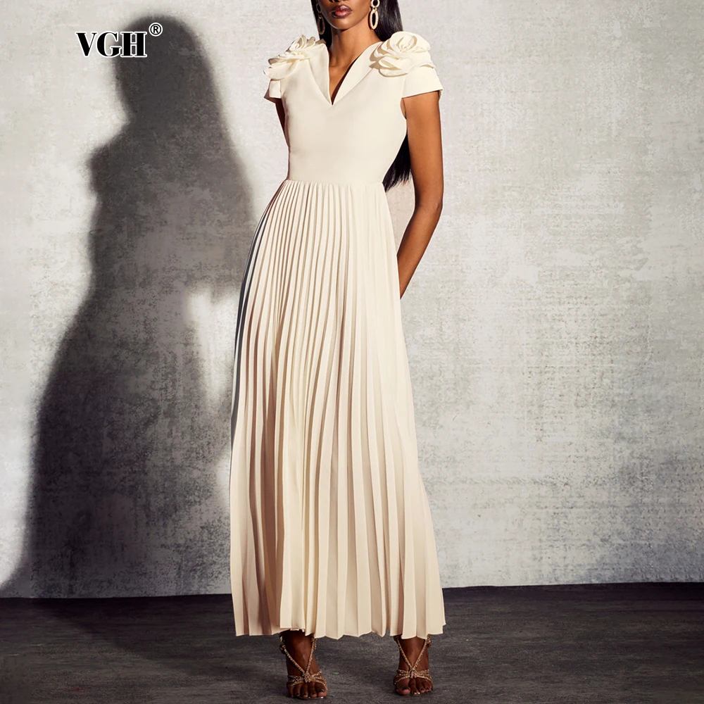 VGH Spliced Rose Backless Design Dress for Women V Neck Short Sleeve High Waist Patchwork Lace Up Folds Long Dresses Female New
VGH Spliced Rose Backless Design Dress for Women V Neck Short Sleeve High Waist Patchwork Lace Up Folds Long Dresses Female New
