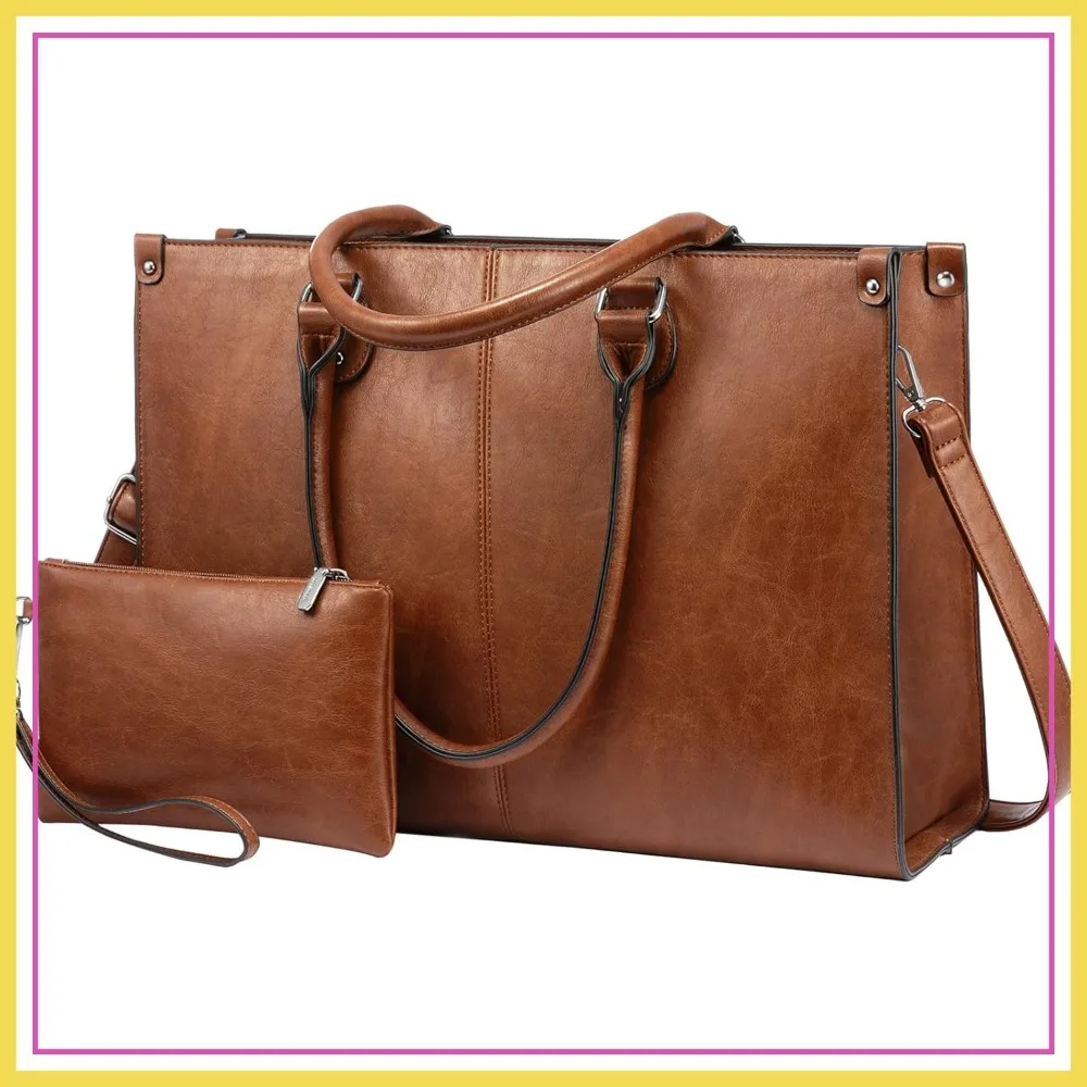 17.3 Inch Laptop Tote Bag for Women, Vintage Leather Work Computer Bag, Business Casual Shoulder Handbag, Dark Brown
17.3 Inch Laptop Tote Bag for Women, Vintage Leather Work Computer Bag, Business Casual Shoulder Handbag, Dark Brown