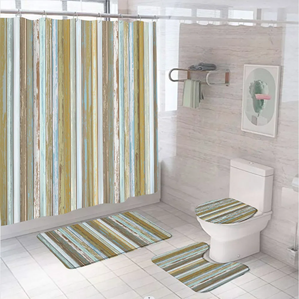 Rustic Wooden Board Shower Curtain Sets Farmhouse Barn Door Teal Floor Vintage Wood Bathroom Curtains Bath Mat Rug Toilet Cover
Rustic Wooden Board Shower Curtain Sets Farmhouse Barn Door Teal Floor Vintage Wood Bathroom Curtains Bath Mat Rug Toilet Cover