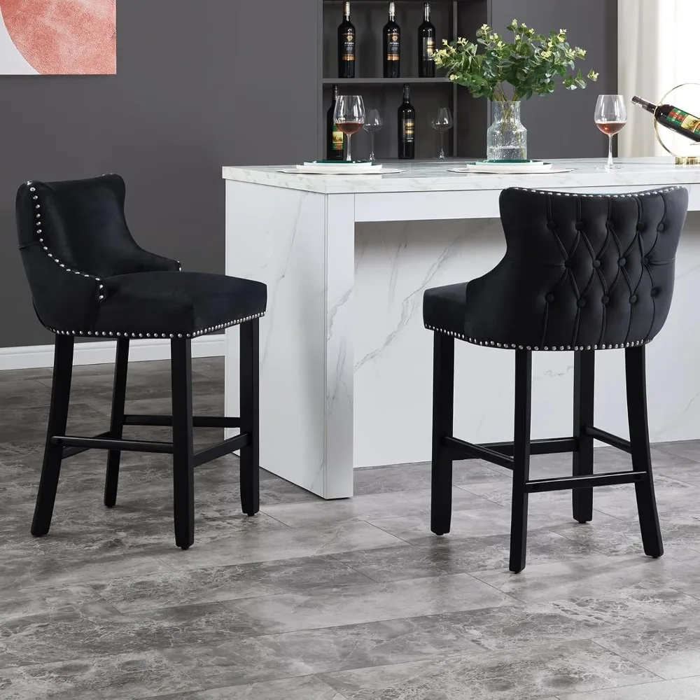 Velvet Upholstered Bar Stools Set of 2, Tufted Counter Height with Backrest, Wooden for Kitchen Island and Dining
Velvet Upholstered Bar Stools Set of 2, Tufted Counter Height with Backrest, Wooden for Kitchen Island and Dining