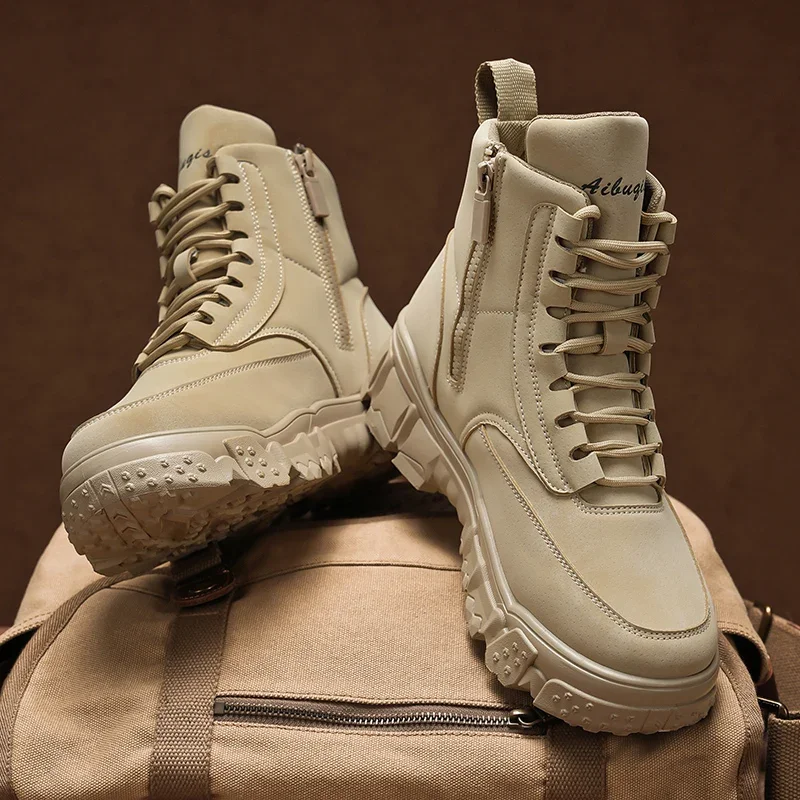 Мужские высокие ботинки, прочные, плоские и противоскользящие однотонные всесезонные рабочие ботинки из искусственной кожи на шнуровке для улицы
Мужские высокие ботинки, прочные, плоские и противоскользящие однотонные всесезонные рабочие ботинки из искусственной кожи на шнуровке для улицы