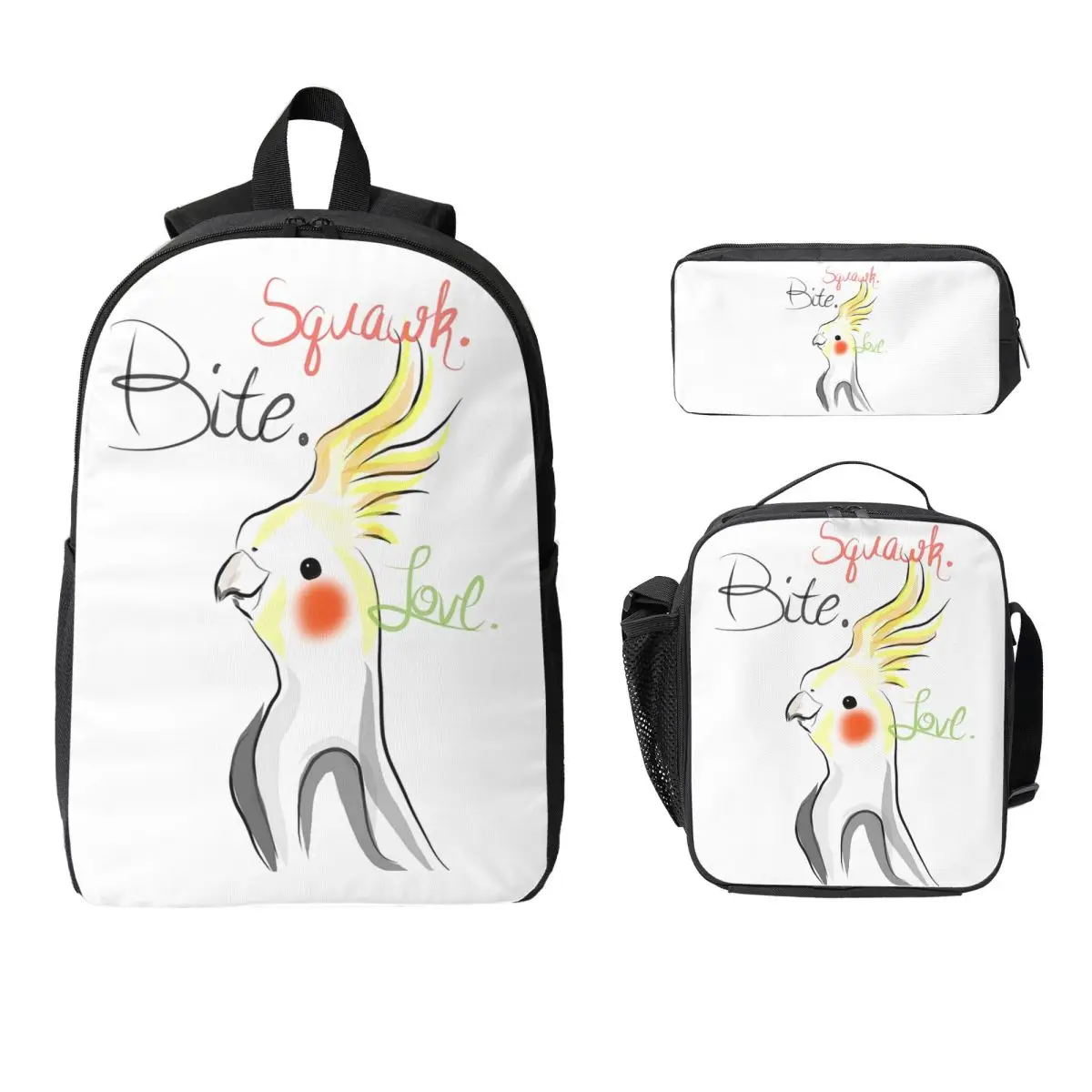 Cockatoo Cockatiel Parrot Squawk Bite Love Backpack BookBag School Bag Shoulder Bags 3ps Insulated Lunch Bag Pencil Case
Cockatoo Cockatiel Parrot Squawk Bite Love Backpack BookBag School Bag Shoulder Bags 3ps Insulated Lunch Bag Pencil Case