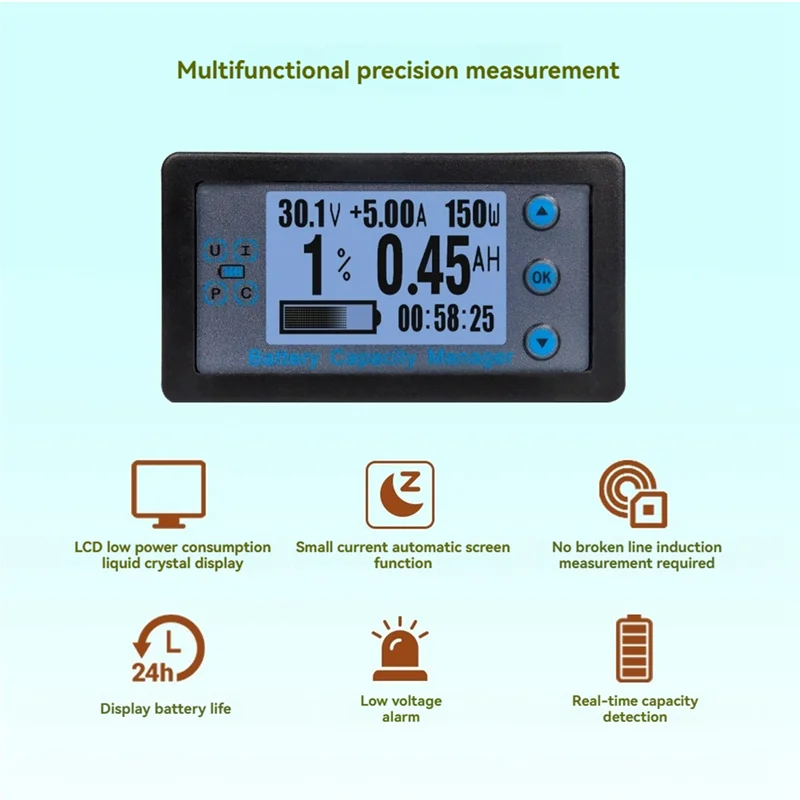 100A Bluetooth Coulometer Battery Capacity Tester Ammeter Voltmeter With 2.4Inch LCD Screen For Electric Car RV-N25R
100A Bluetooth Coulometer Battery Capacity Tester Ammeter Voltmeter With 2.4Inch LCD Screen For Electric Car RV-N25R