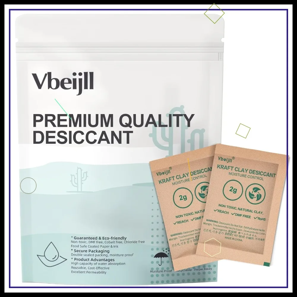 2 Gram (100 Pack) Kraft Clay Desiccants Packs, Premium Food Grade Moisture Absorbers for Storage
2 Gram (100 Pack) Kraft Clay Desiccants Packs, Premium Food Grade Moisture Absorbers for Storage