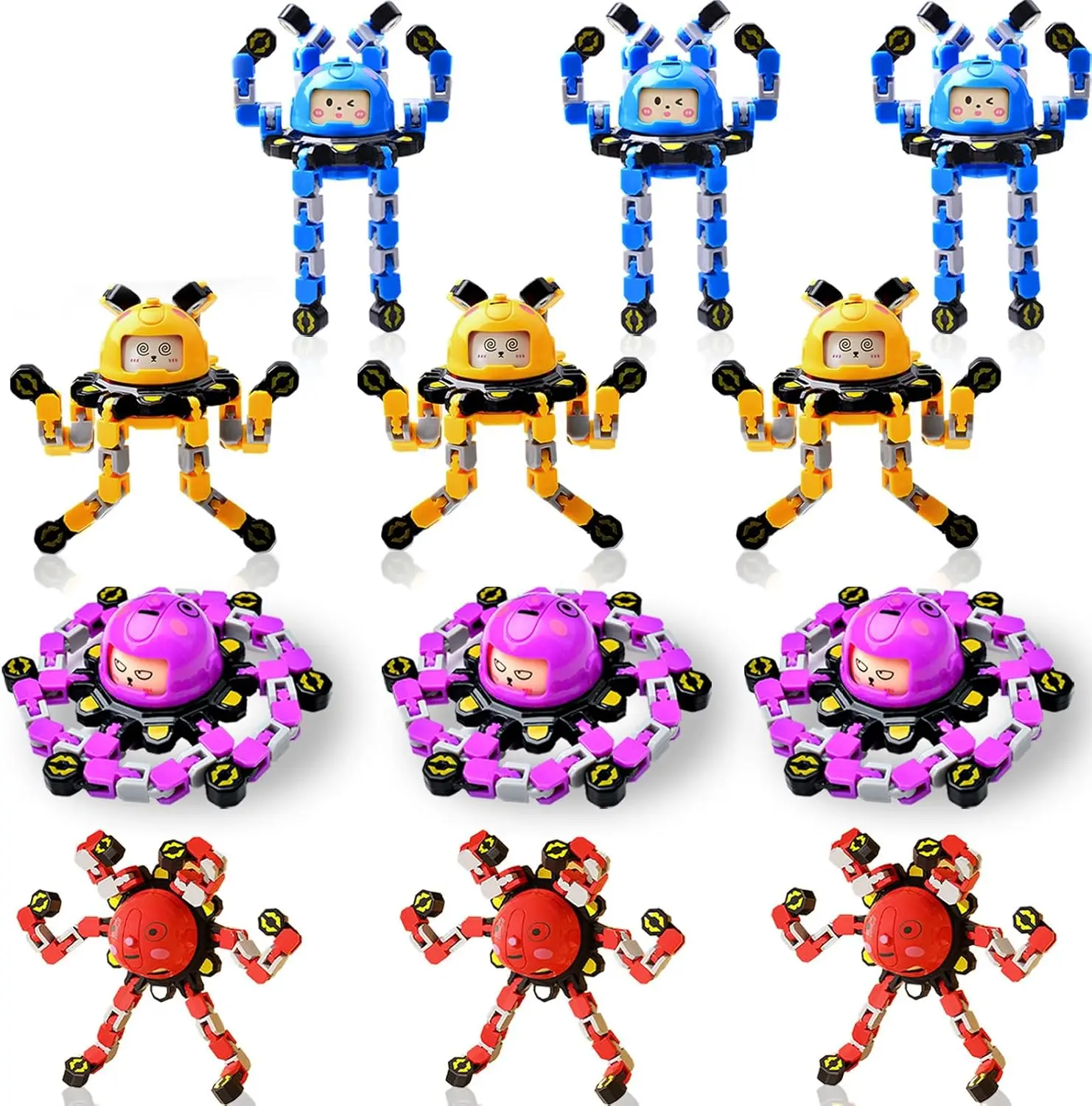 12Pcs Transformable Fidget Spinners for Kids and Adults, Sensory Toys with Autism ADHD Support, Party Favors Travel Gifts
12Pcs Transformable Fidget Spinners for Kids and Adults, Sensory Toys with Autism ADHD Support, Party Favors Travel Gifts