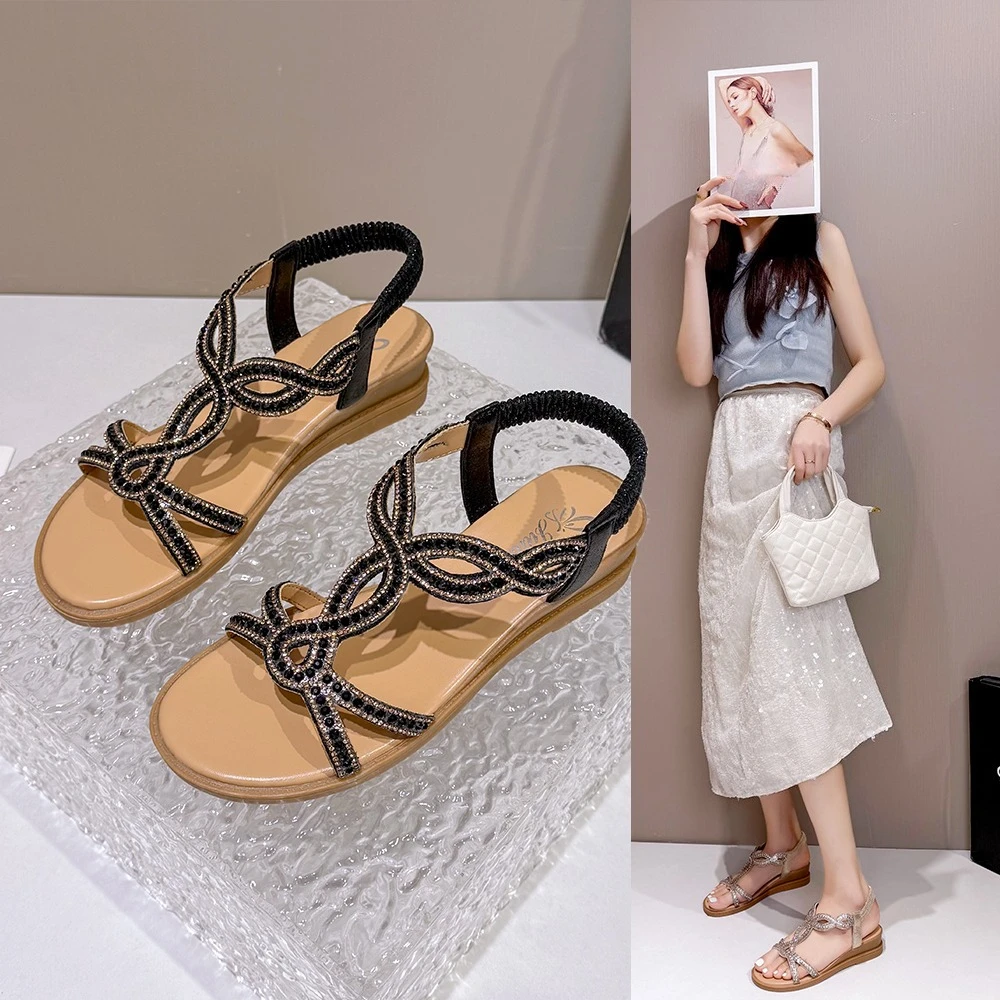 Hot Summer New Fashion Women's Sandals Comfortable Women Shoes Rhinestones Wedge Sandals Roman Sandals Slip on Zapatos De Mujer
Hot Summer New Fashion Women's Sandals Comfortable Women Shoes Rhinestones Wedge Sandals Roman Sandals Slip on Zapatos De Mujer