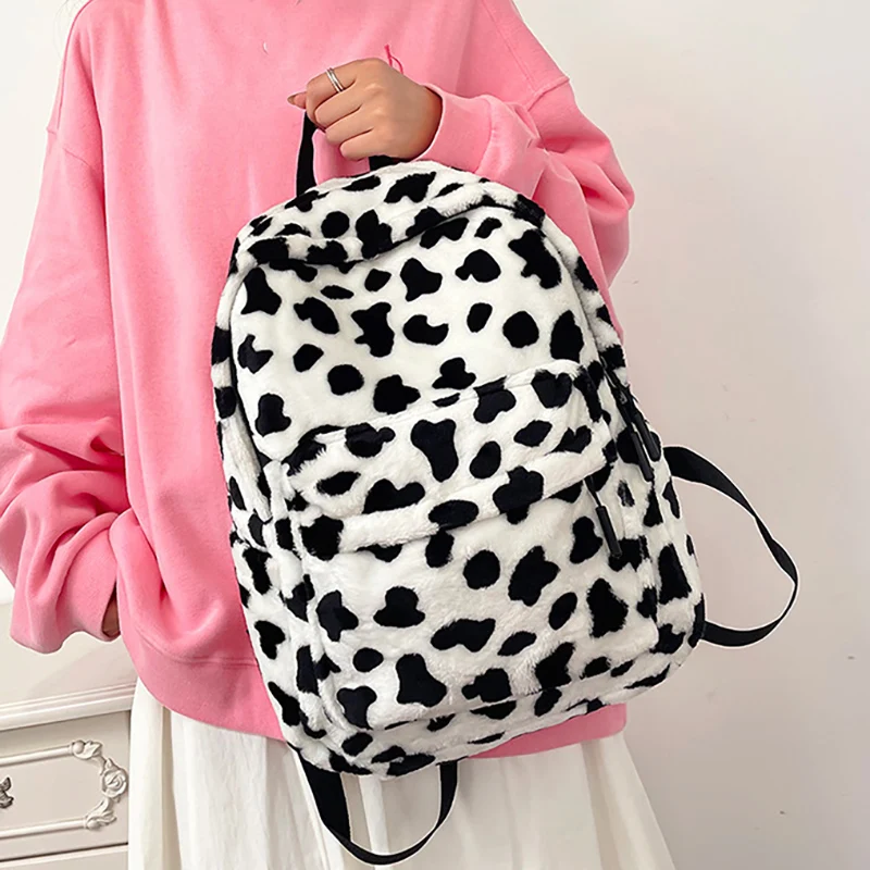 Milk Cow Pattern Plush Backpacks Versatile Women Cartoon Daypack Multifunctional Shopping Backpack Knapsack Student Book Bag
Milk Cow Pattern Plush Backpacks Versatile Women Cartoon Daypack Multifunctional Shopping Backpack Knapsack Student Book Bag