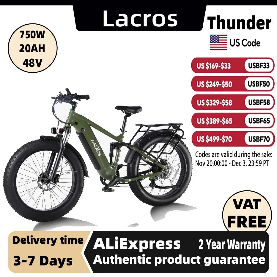 Lacros Thunder adult E-bike,750W city ebike,48V20AH Electric Bicycle,26 Fat Tire E-Mountain bike
Lacros Thunder adult E-bike,750W city ebike,48V20AH Electric Bicycle,26 Fat Tire E-Mountain bike