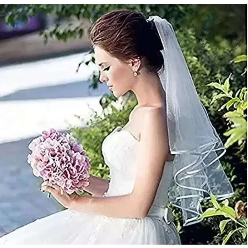 White Double Ribbon Edge Center Cascade Bridal Wedding Veil with Comb
White Double Ribbon Edge Center Cascade Bridal Wedding Veil with Comb