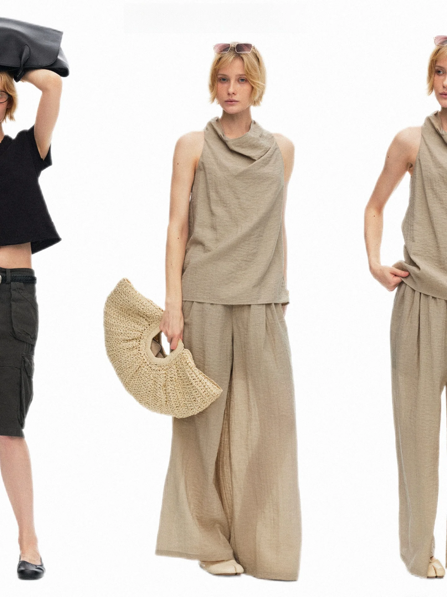 Modern Acetate Fabric Sleeveless Hanging Neck Ensemble Black Girl Weekender Luxury Minimalist Spring Fashion Women's Set
Modern Acetate Fabric Sleeveless Hanging Neck Ensemble Black Girl Weekender Luxury Minimalist Spring Fashion Women's Set