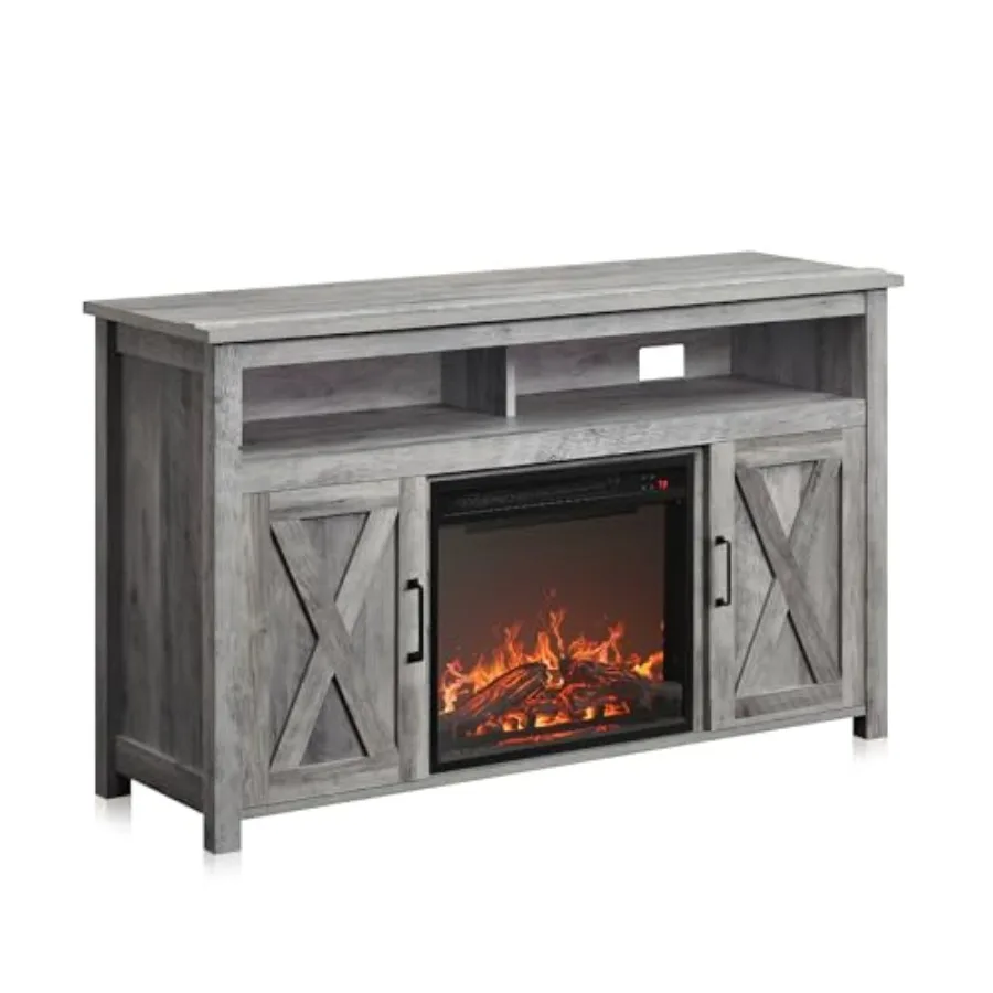 Modern Barn Door Wood Stand with 18" Electric Fireplace Heater and Media Entertainment Center Console Table for up to 50" with
Modern Barn Door Wood Stand with 18" Electric Fireplace Heater and Media Entertainment Center Console Table for up to 50" with