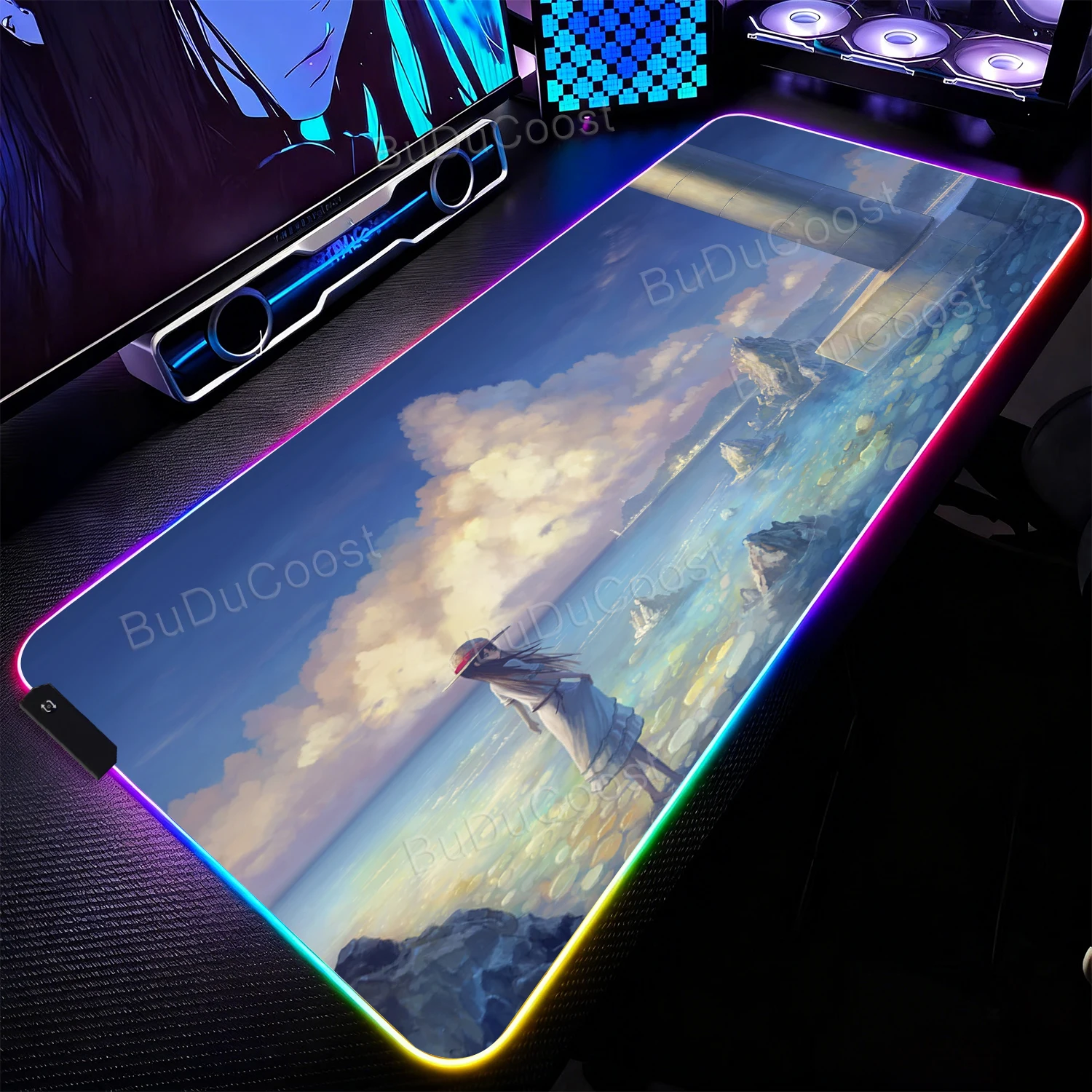 Gaming Mouse Pad with Backlight Big Carpet Large Rgb Mat Rubber Office Landscape Mousepad Led Pc Gamer Speed Desk Interior Pads