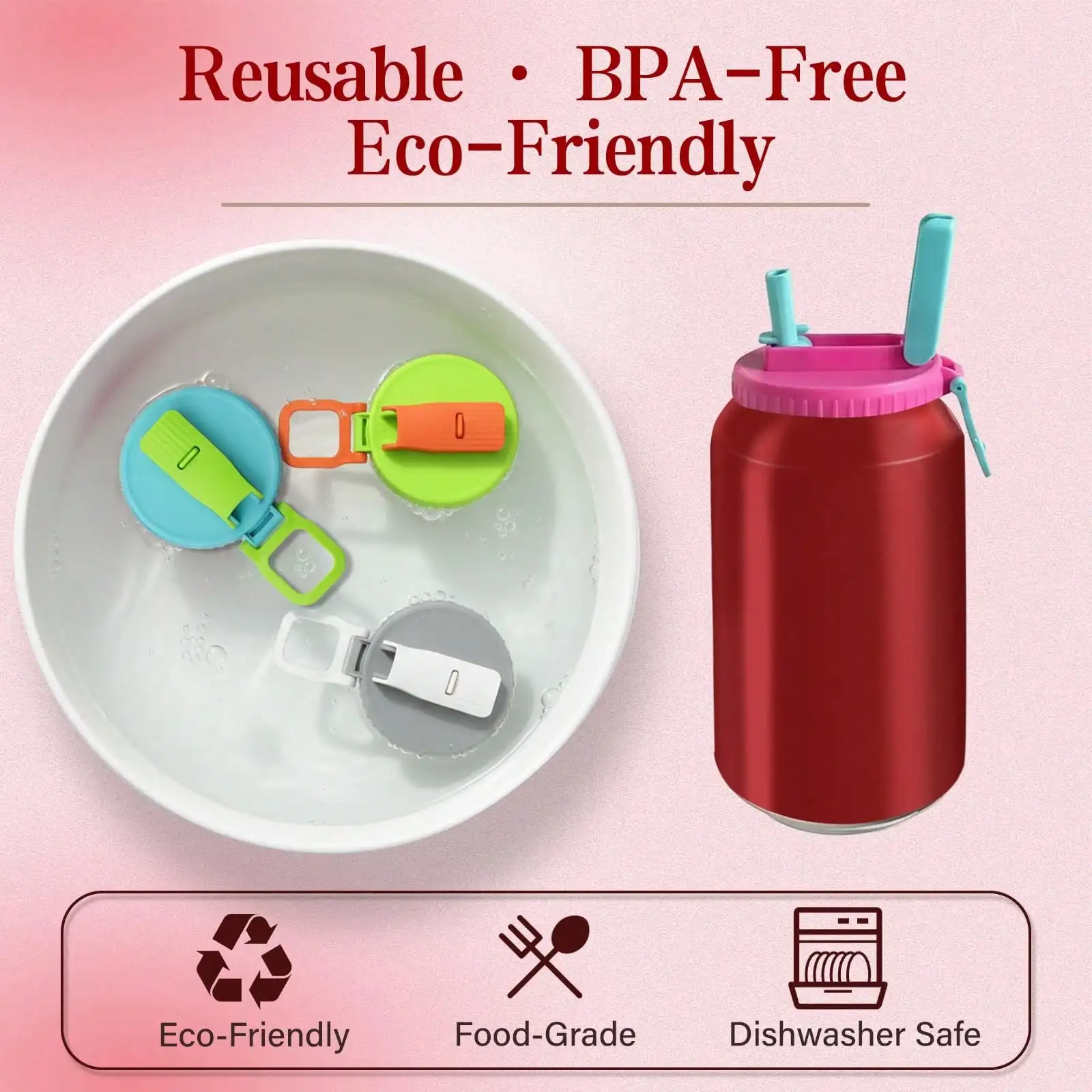 Reusable Soda Can Lid With Silicone Straw Leak Proof Seal Locks In Carbonation Universal Fit For Standard Soda Beer And Energy Drink Cans
Reusable Soda Can Lid With Silicone Straw Leak Proof Seal Locks In Carbonation Universal Fit For Standard Soda Beer And Energy Drink Cans