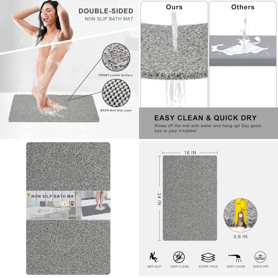 Nonslip Bathtub Mat, Anti Slip Bath Mat 0.6 Extra Thick, Quick Dry Bath Tub Anti Slip Shower Mat, Loofah Non-Slip Bath Mat for
Nonslip Bathtub Mat, Anti Slip Bath Mat 0.6 Extra Thick, Quick Dry Bath Tub Anti Slip Shower Mat, Loofah Non-Slip Bath Mat for
