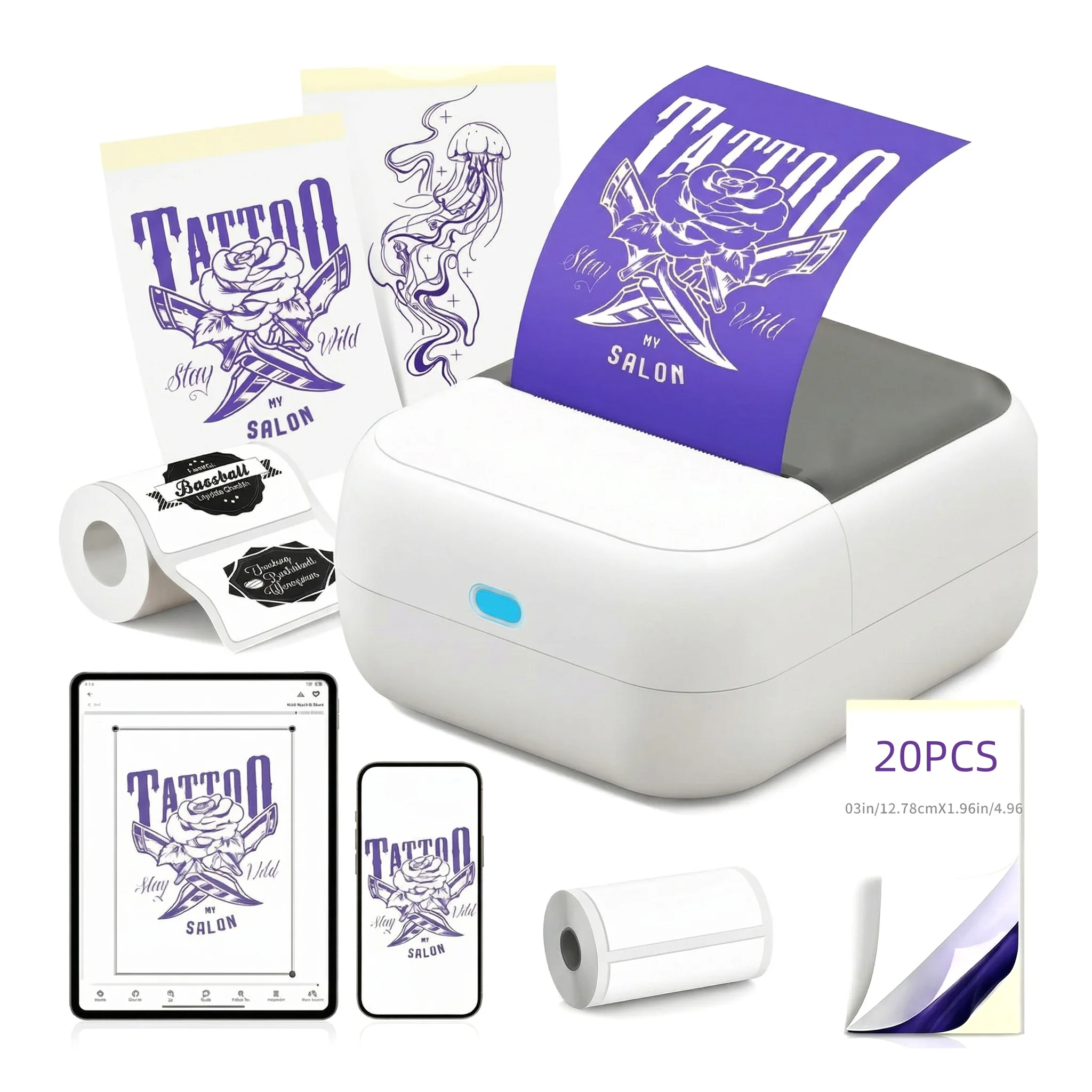 Mini Wireless Tattoo Stencil Printer for Beginners-Includes 20pcs Transfer Paper
Mini Wireless Tattoo Stencil Printer for Beginners-Includes 20pcs Transfer Paper