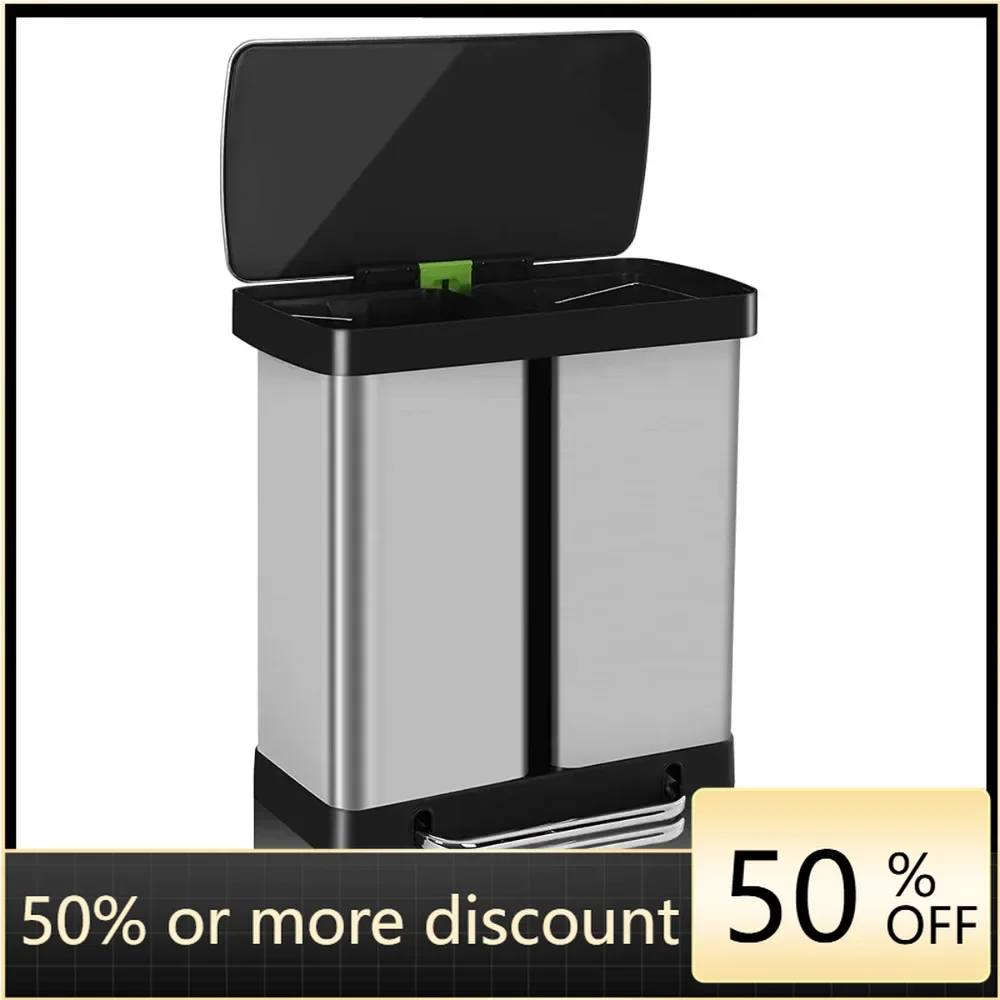16 gallon/60 liter stainless steel garbage and recycling combination, anti fingerprint dual compartment garbage bin,
16 gallon/60 liter stainless steel garbage and recycling combination, anti fingerprint dual compartment garbage bin,