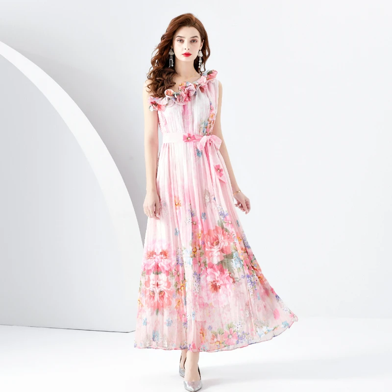 Women Beach Chiffon Dress Summer Holiday Ruffles Off The Shoulder Chic Gradient Flower Print Lace Up Pleated Loose Clothing 2024
Women Beach Chiffon Dress Summer Holiday Ruffles Off The Shoulder Chic Gradient Flower Print Lace Up Pleated Loose Clothing 2024