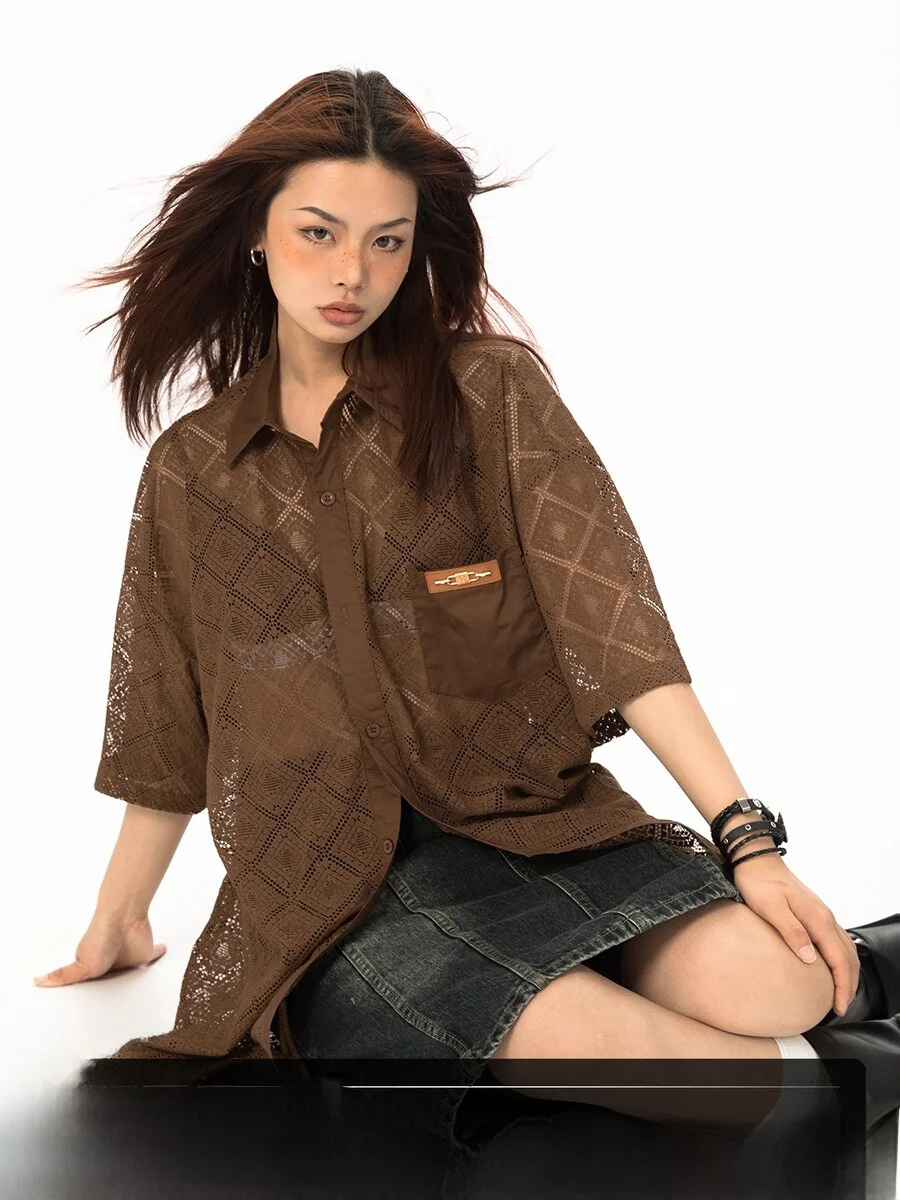 Blackbb American Retro Shirt Jacket Design Sensation Short Sleeve Women's Summer Loose Casual Top Street Style Sport Leisure
Blackbb American Retro Shirt Jacket Design Sensation Short Sleeve Women's Summer Loose Casual Top Street Style Sport Leisure
